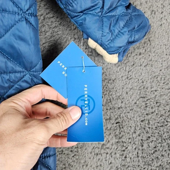 Quilted Hooded Baby Snowsuit Romper in Navy Blue - Picture 7 of 9